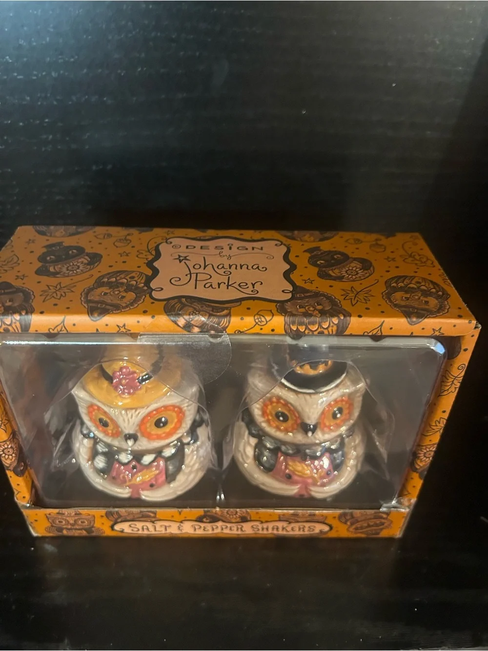 Halloween Owl Salt & Pepper Shakers - Orange and Cream